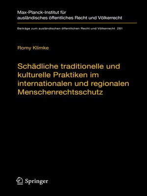 cover image of Schädliche traditionelle und kulturelle Praktiken im internationalen und regionalen Menschenrechtsschutz